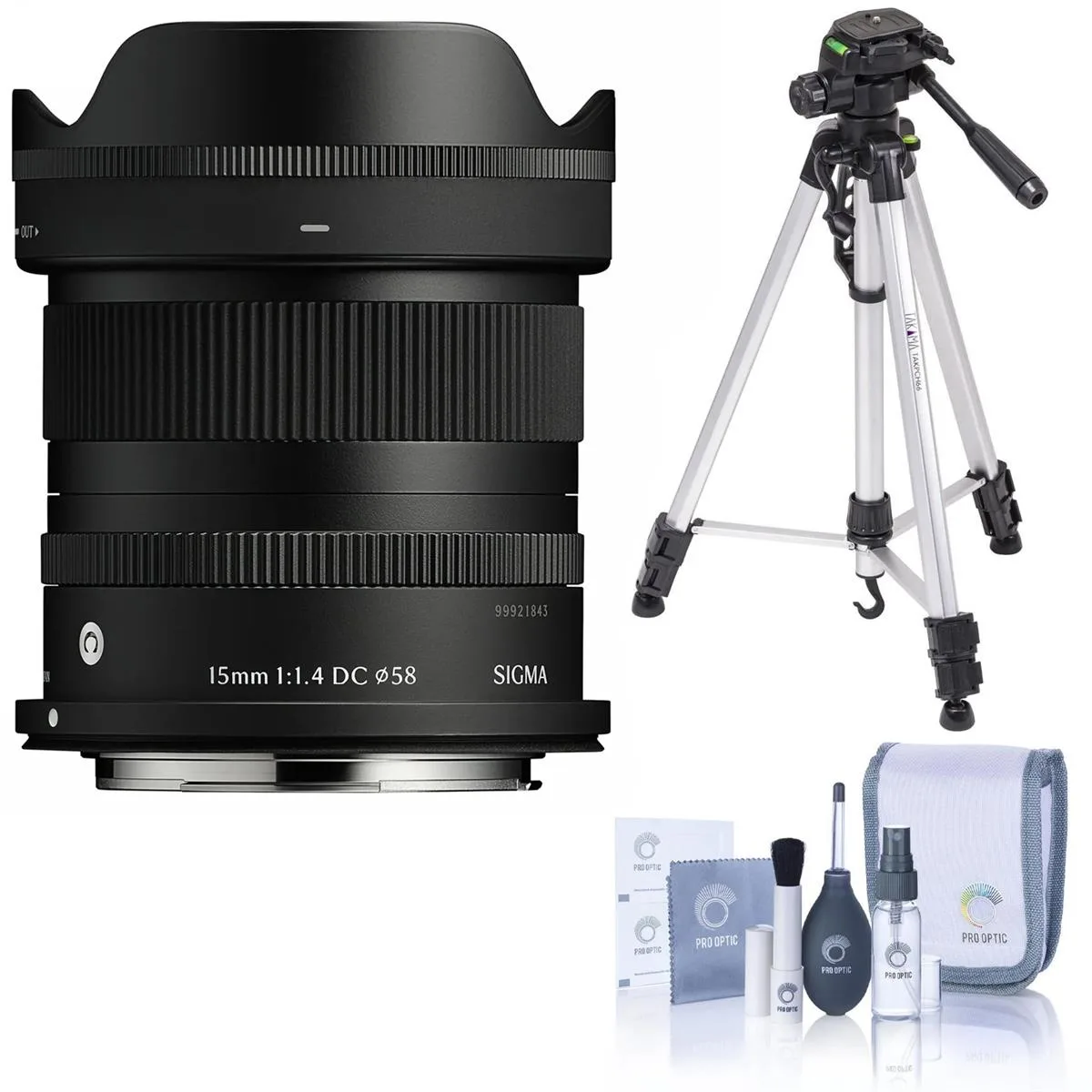 SIGMA SIGMA 15mm f/1.4 DC Contemporary Lens for Canon RF with Tripod and Cleaning Kit — product photo