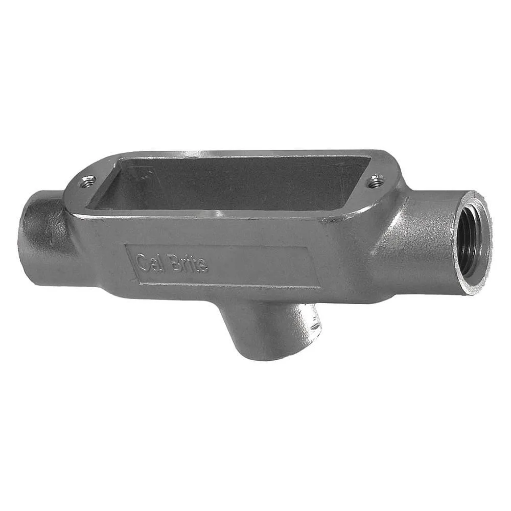 Stainless steel conduit outlet body with cover, silver polished finish, 1.1 lb
