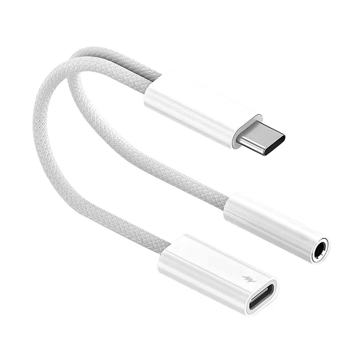  IOGEAR SU-1 USB-C to 3.5mm &amp; PD 60W charging adapter blue 6 ft — product photo