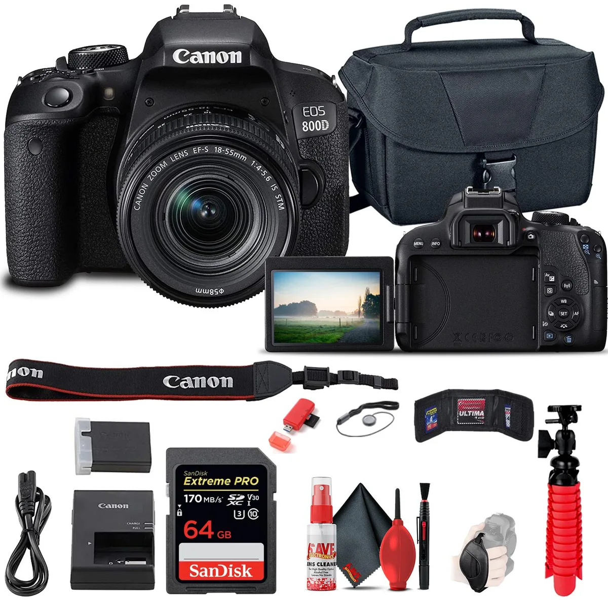 Canon Canon EOS Rebel 800D DSLR Camera 24.2MP with 18-55mm Lens 64GB Bundle — product photo