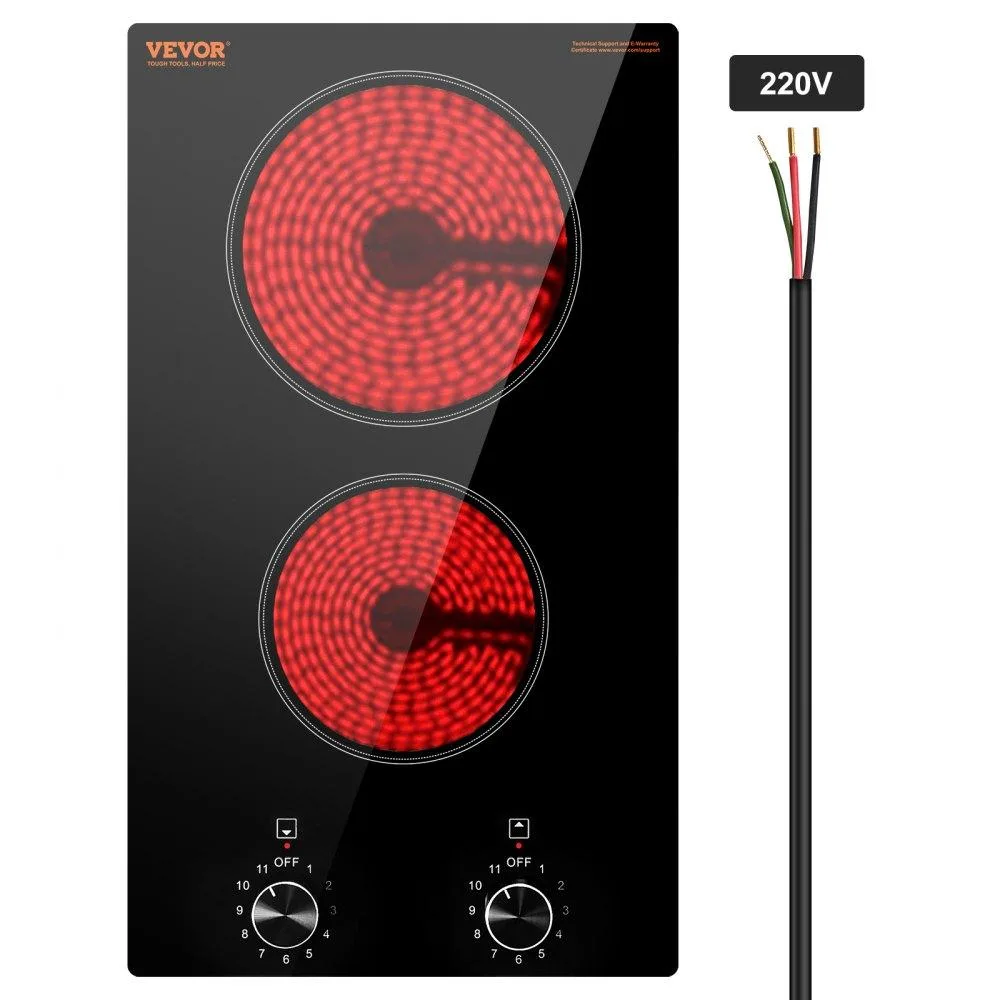 VEVOR VEVOR 12 inch 2 Burner Electric Cooktop 3000W Knob Control 11 Levels 220-240V — product photo