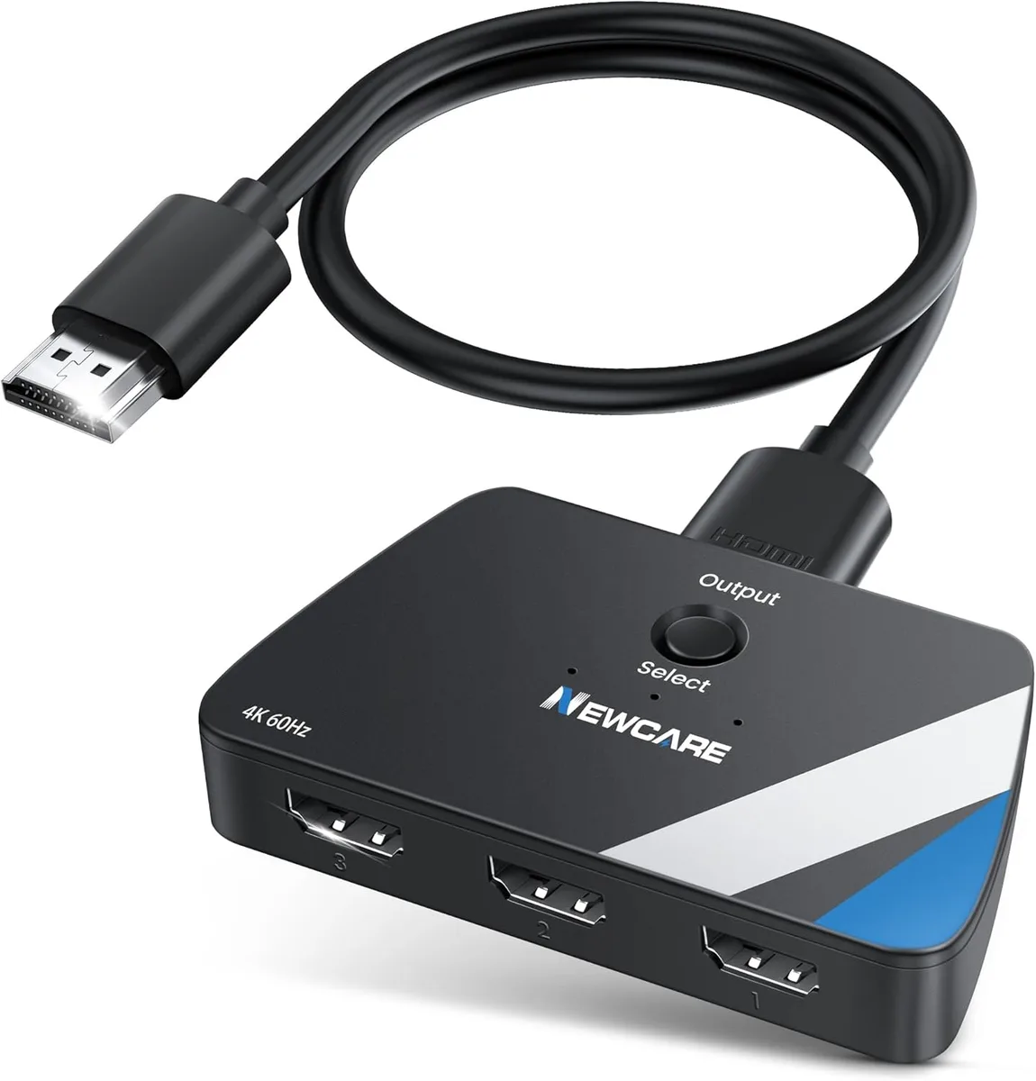 FLEANE FLEANE 3-port HDMI switch 4K 60 Hz 2.6 ft cable audio adapter — product photo