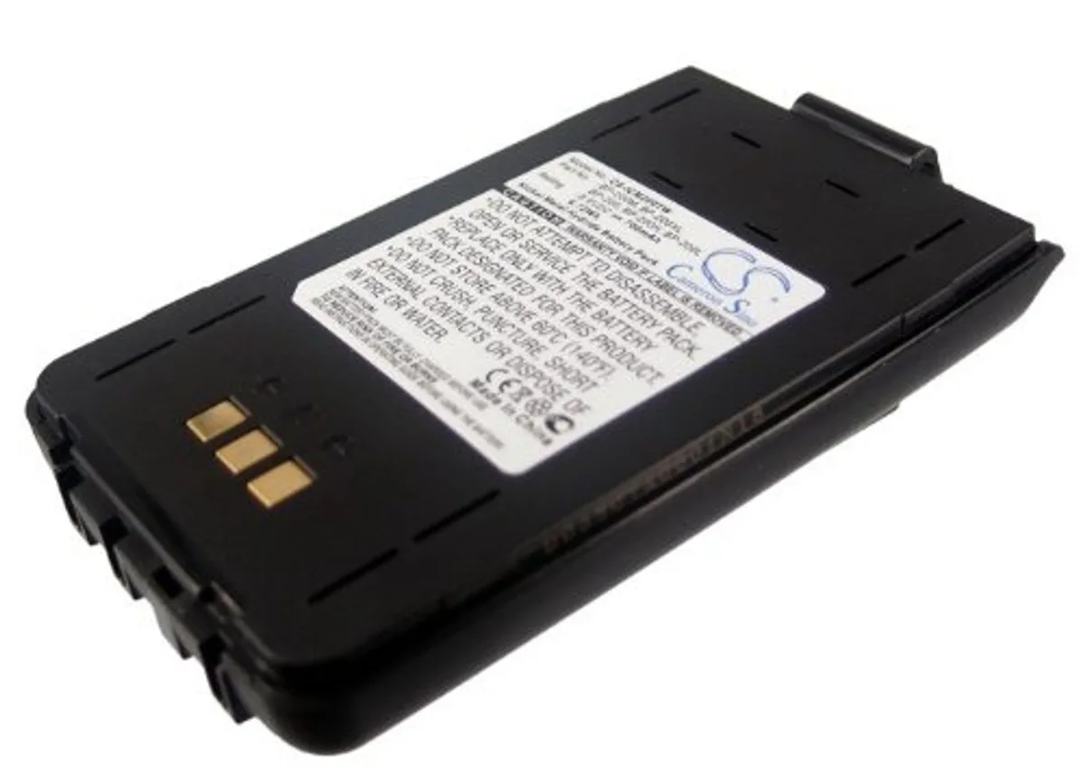 Rectangular two-way radio battery pack, dark plastic casing, labelled Cameron Sino IC-A23 700mAh 6.72Wh