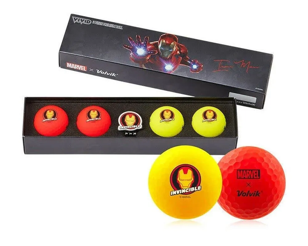 Volvik Volvik 6229 Marvel Iron Man Super Hero Golf Balls 4-Pack with Marker — product photo