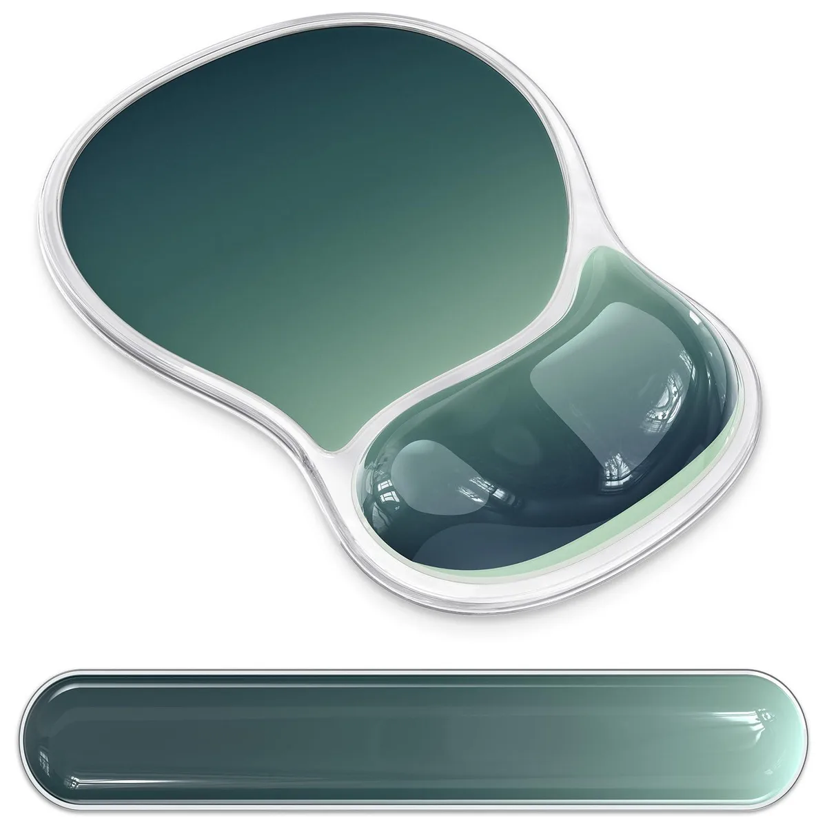  AKIT Ergonomic Gel Mouse Pad &amp; Keyboard Wrist Rest Set, Waterdrop Shaped Green — product photo
