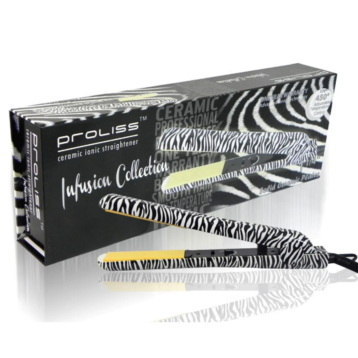 Proliss Proliss Infusion White Zebra 1.25" Ceramic Flat Iron — product photo