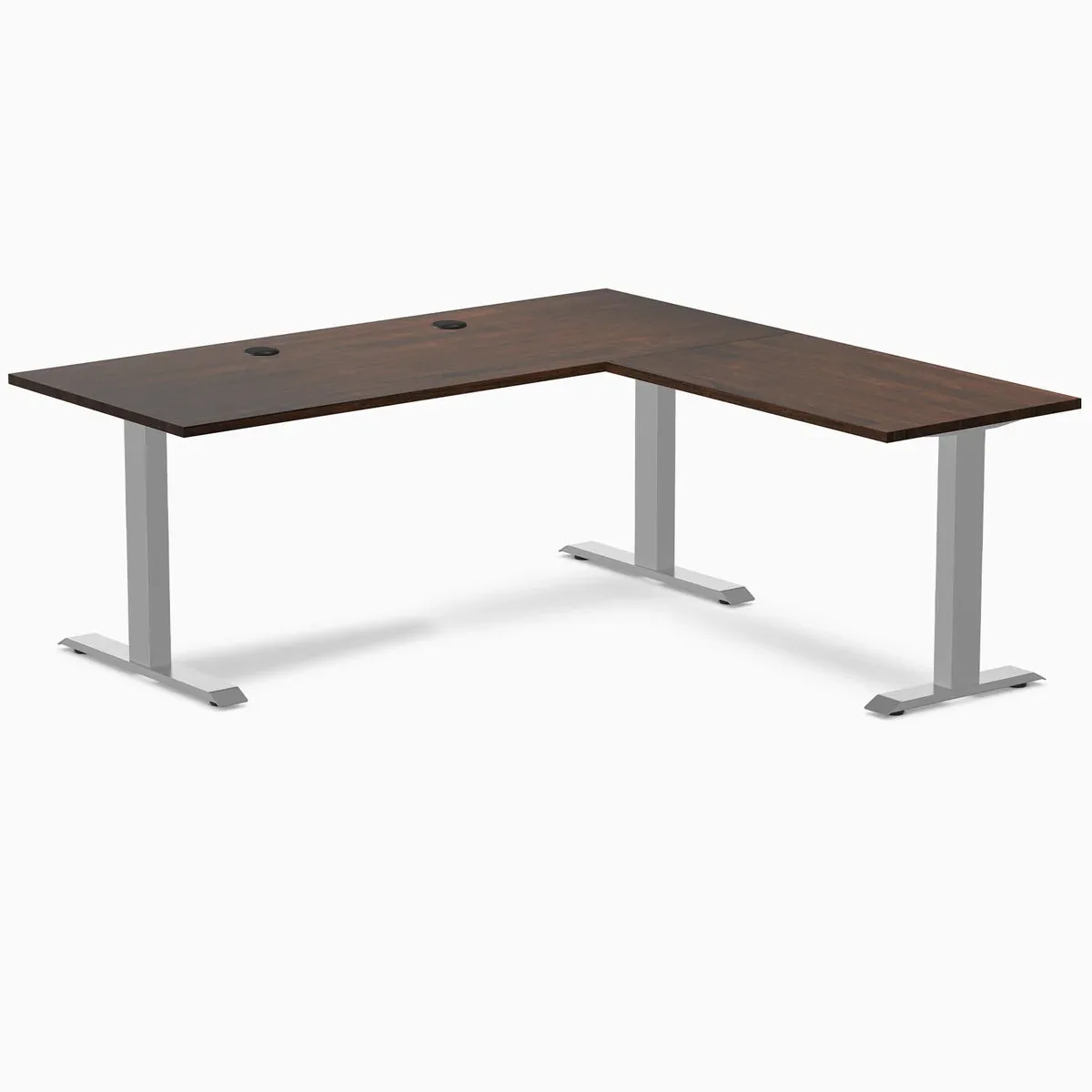 Desky Desky Zero Rubberwood L-Shape Desk Dark Walnut Grey 72x30x70x24 in with Grommets — product photo