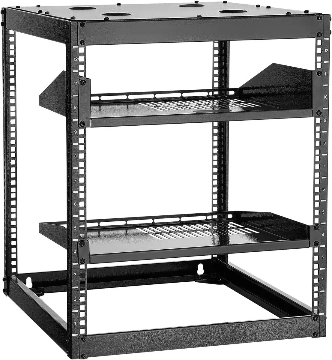 TAURKENAM TAURKENAM 12U Open Frame Server Rack 23in Deep 2x 1U Shelves — product photo