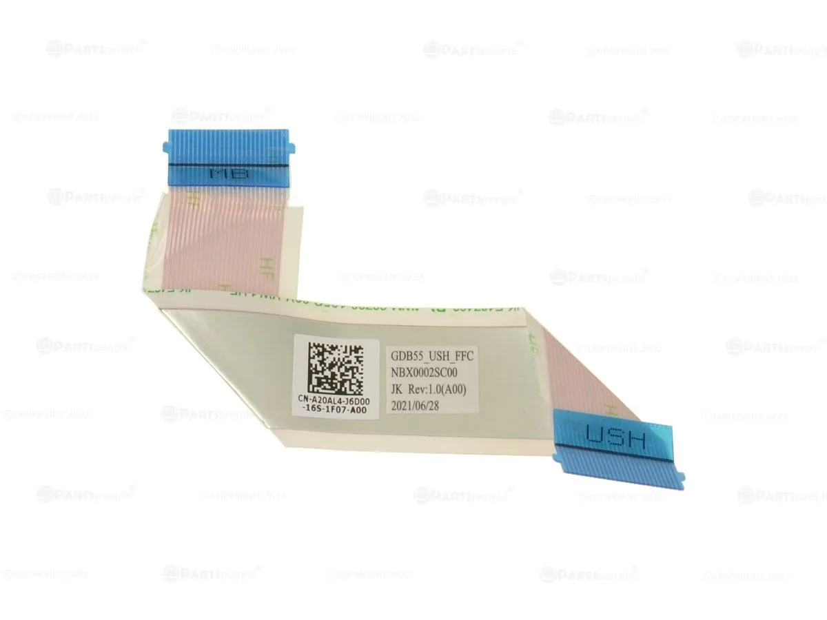 Flat beige ribbon cable with connectors on both ends