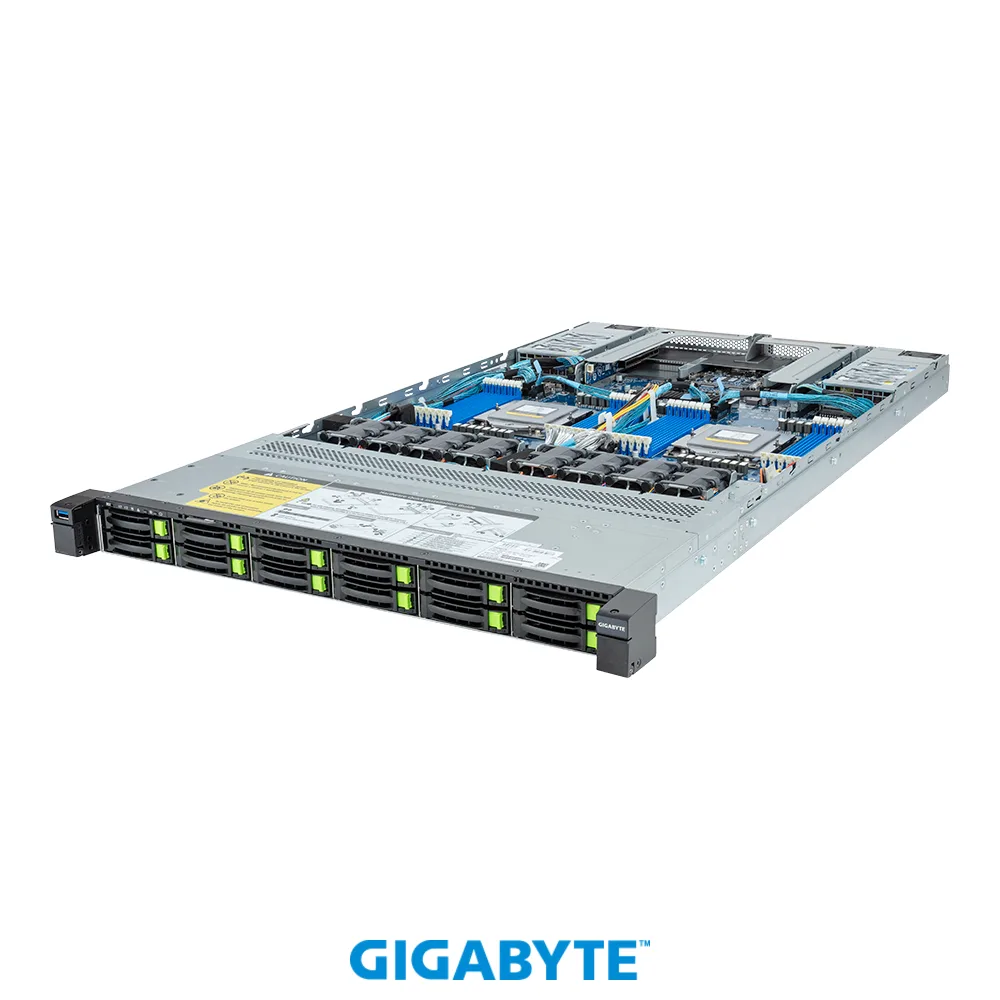 GIGABYTE GIGABYTE R183-Z92-AAD1 barebone server AMD EPYC 9004 dual socket 12-bay NVMe/SATA/SAS — product photo