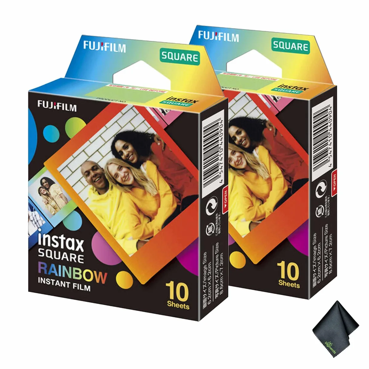 FUJIFILM FUJIFILM INSTAX SQUARE Rainbow Instant Film 10 Exposures 2-Pack with Cleaning Cloth — product photo