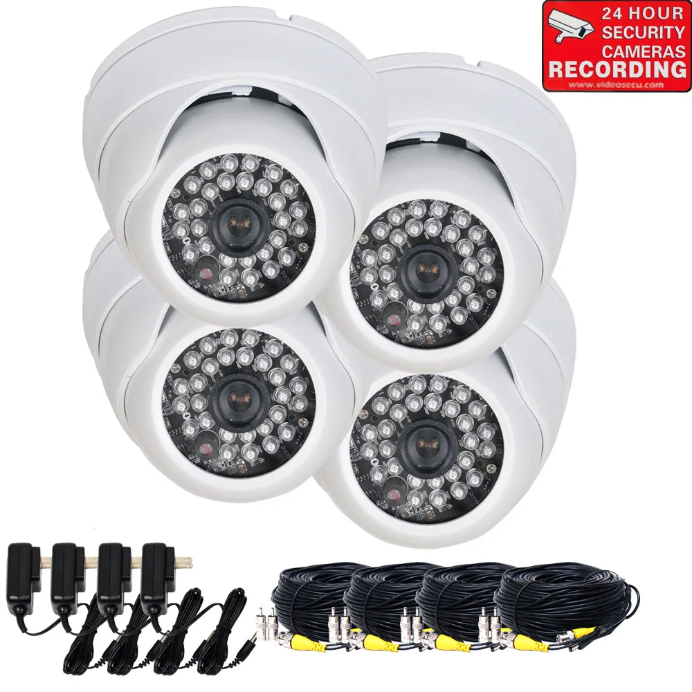 VideoSecu VideoSecu VD6HWLKC4 4x Dome Camera 600TVL 3.6mm 28IR White — product photo