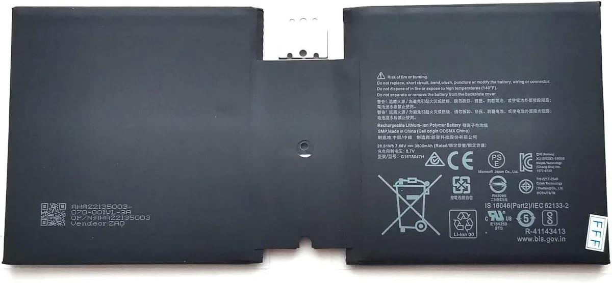 NShi NShi DYNU01 G16TA047H laptop battery 7.66V 26.81Wh 3500mAh for Surface Go 2 1901 1926 1927 — product photo