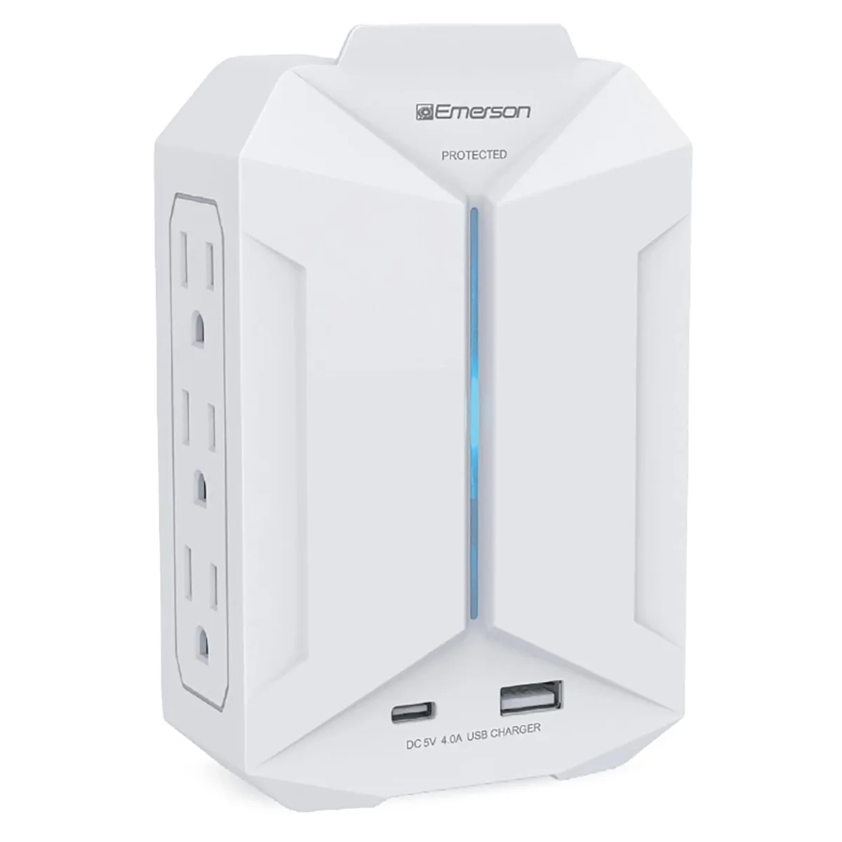 Emerson Emerson 5-Outlet USB Wall Charger Surge Protector 490J White — product photo
