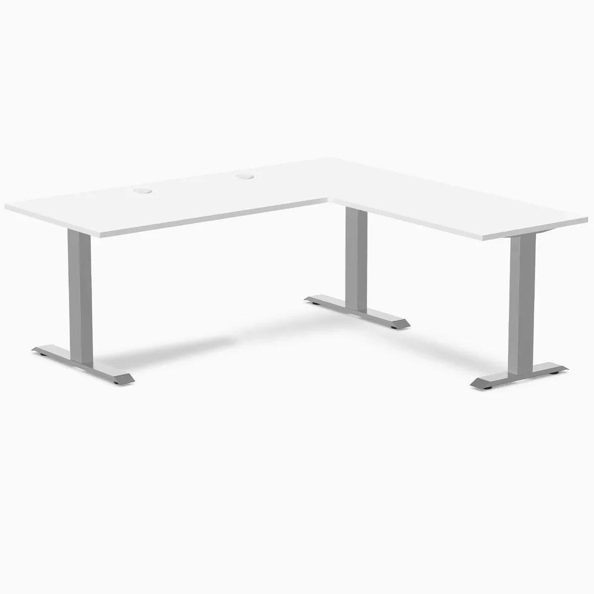 Desky Desky Zero Laminate L-Shape Office Desk White / Grey 70.9 x 29.5 x 68.9 x 23.6 in with Grommets — product photo