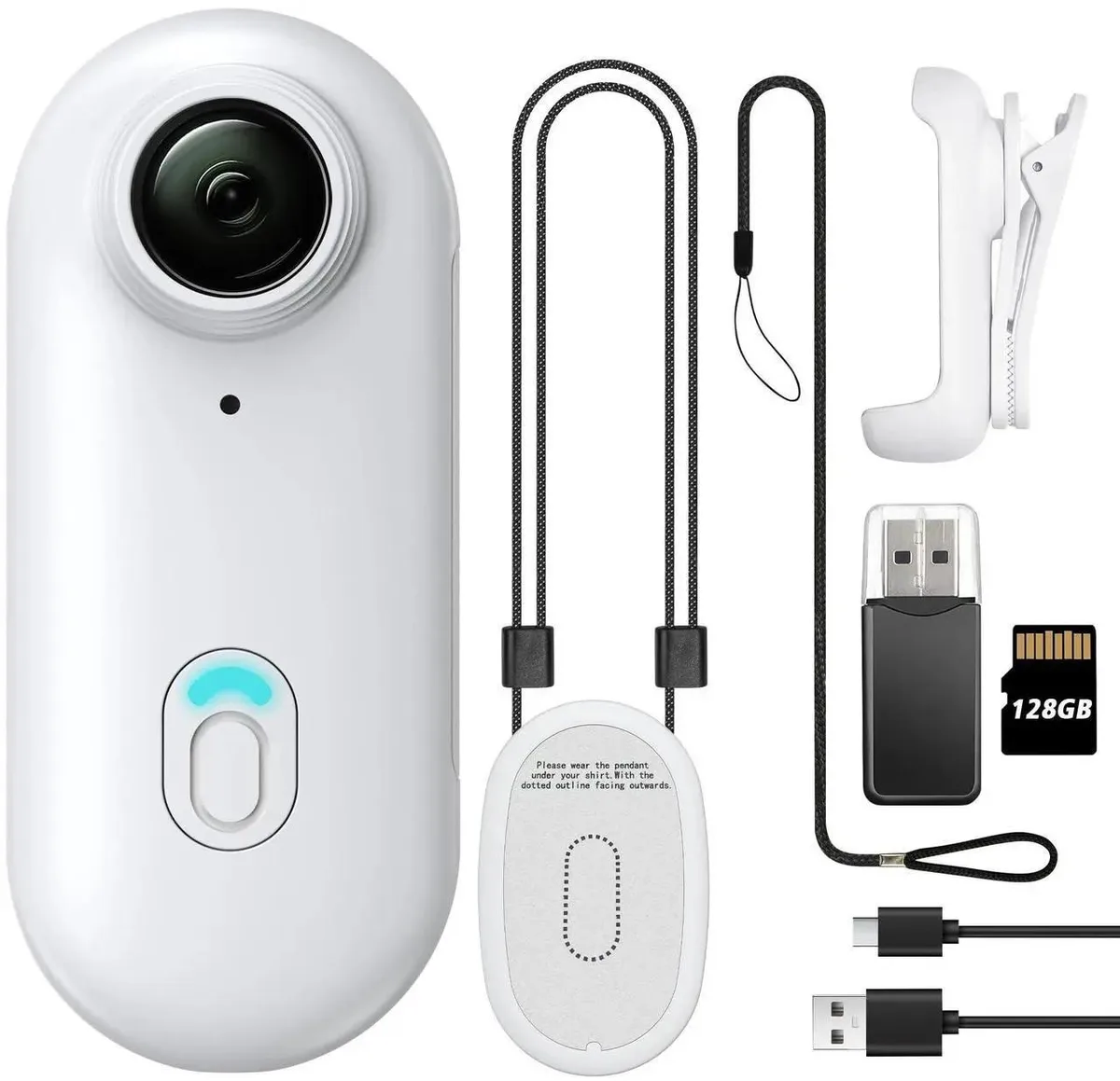 Vszerda Vszerda 128GB FHD 1080P Mini Body Camera White video capturing device — product photo