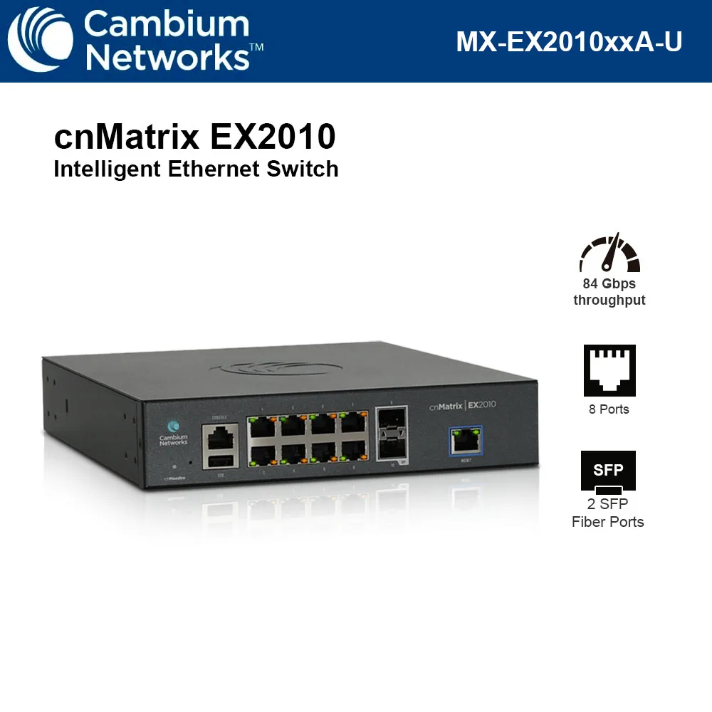 Cambium Networks Cambium Networks MX-EX2010xxA-U network switch 8 ports 2 SFP 84 Gbps — product photo