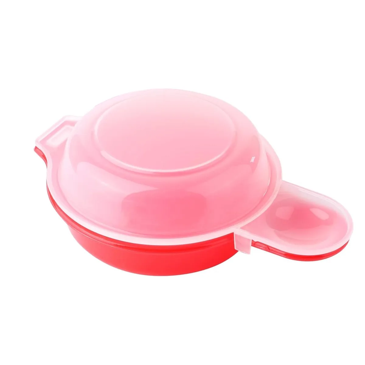 Small red and clear microwave egg cooker, two-ounce capacity