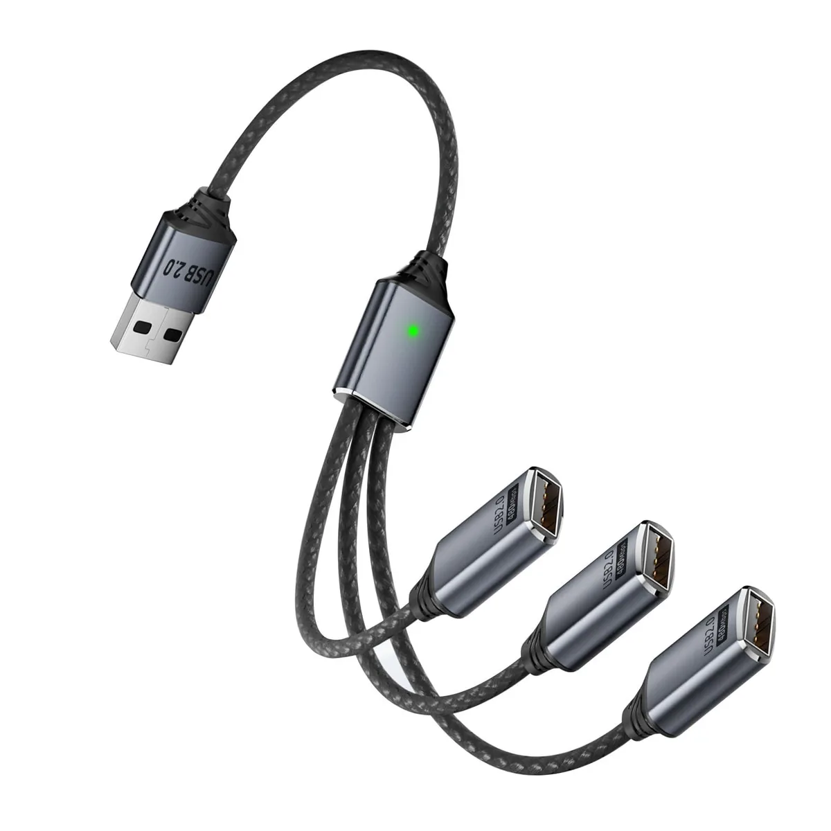  TFAK USB 2.0 Y Splitter 1 Male to 3 Female 25cm Black — product photo