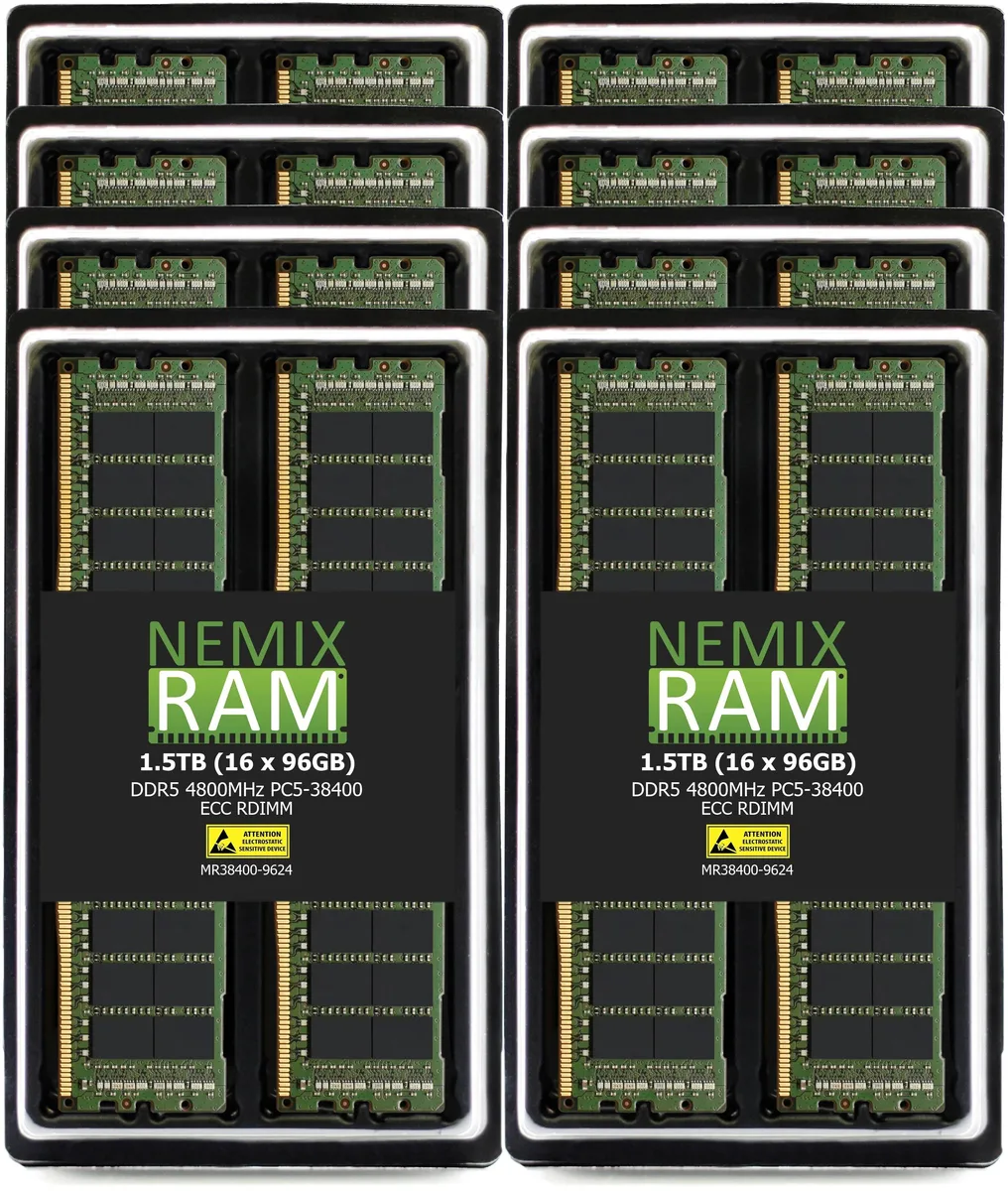 NEMIX RAM NEMIX RAM 1.5TB (16x96GB) DDR5 4800 CL40 2Rx4 ECC RDIMM Supermicro SuperServer 681E-TR memory upgrade — product photo