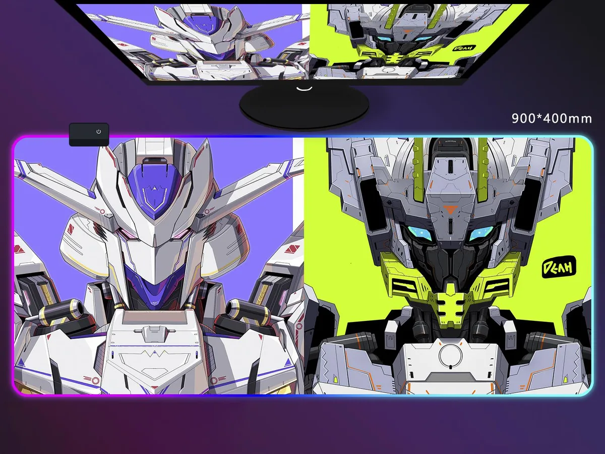 Corn Electronics Corn Electronics Extended Large Mouse Pad GunDam RGB 35.4x15.7x.16 inch Green — product photo
