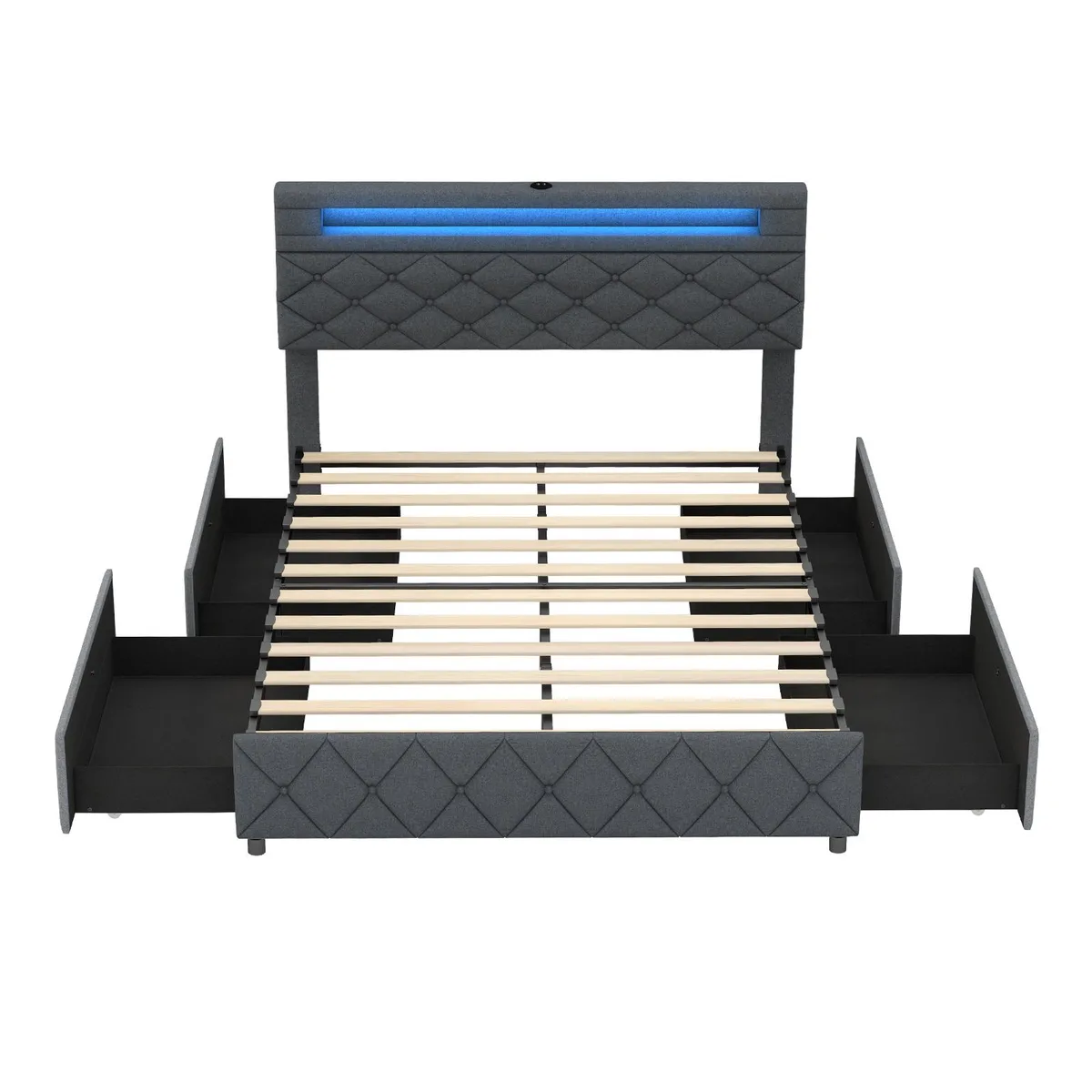 SlickBlue SlickBlue Full Bed Frame Adjustable Storage Headboard 43 46 inch 1000 lbs — product photo