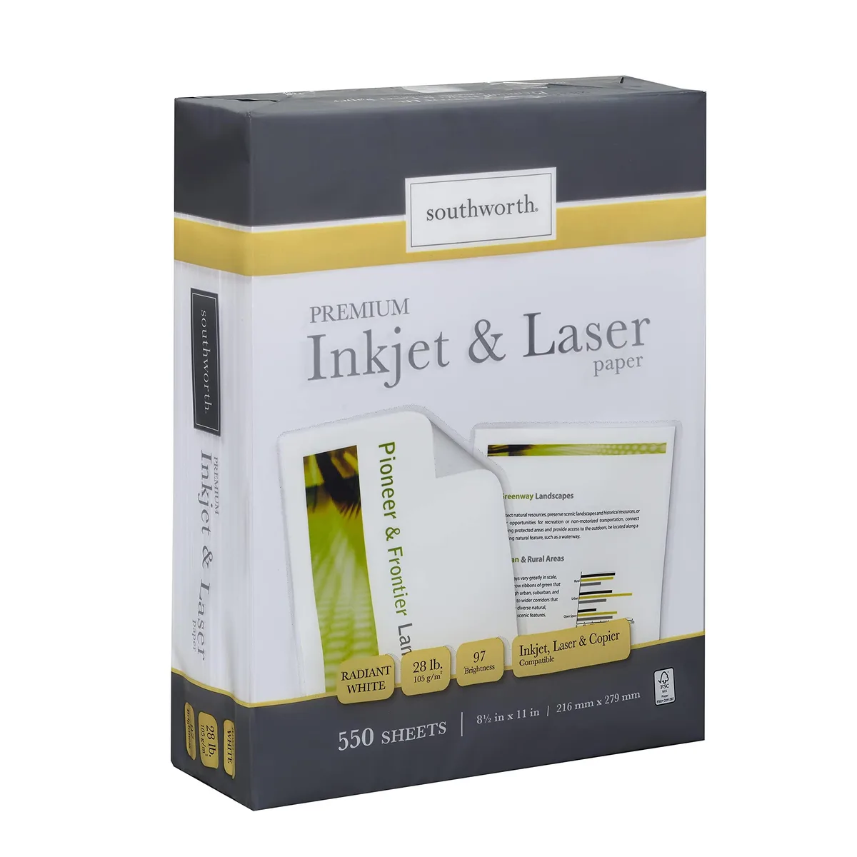  Southworth 91723-01 Paper 8.5 x 11 28 lb 100 Bright 550 Sheets — product photo