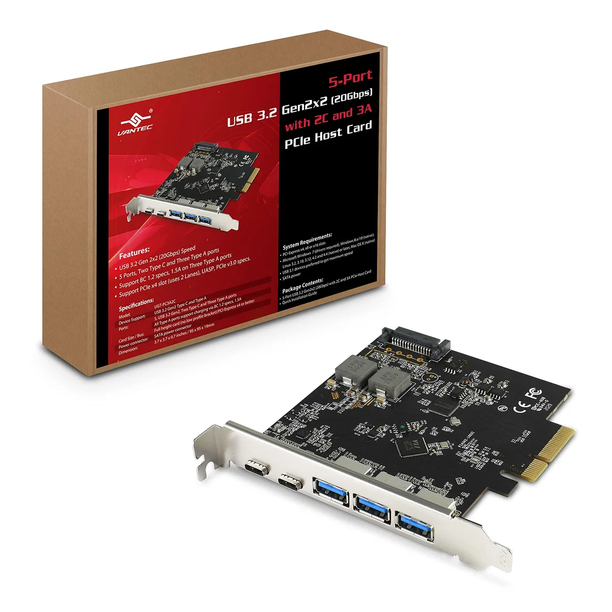 Vantec Vantec UGT-PC3A2C 5-Port USB 3.2 Gen2x2 PCIe Expansion Card — product photo