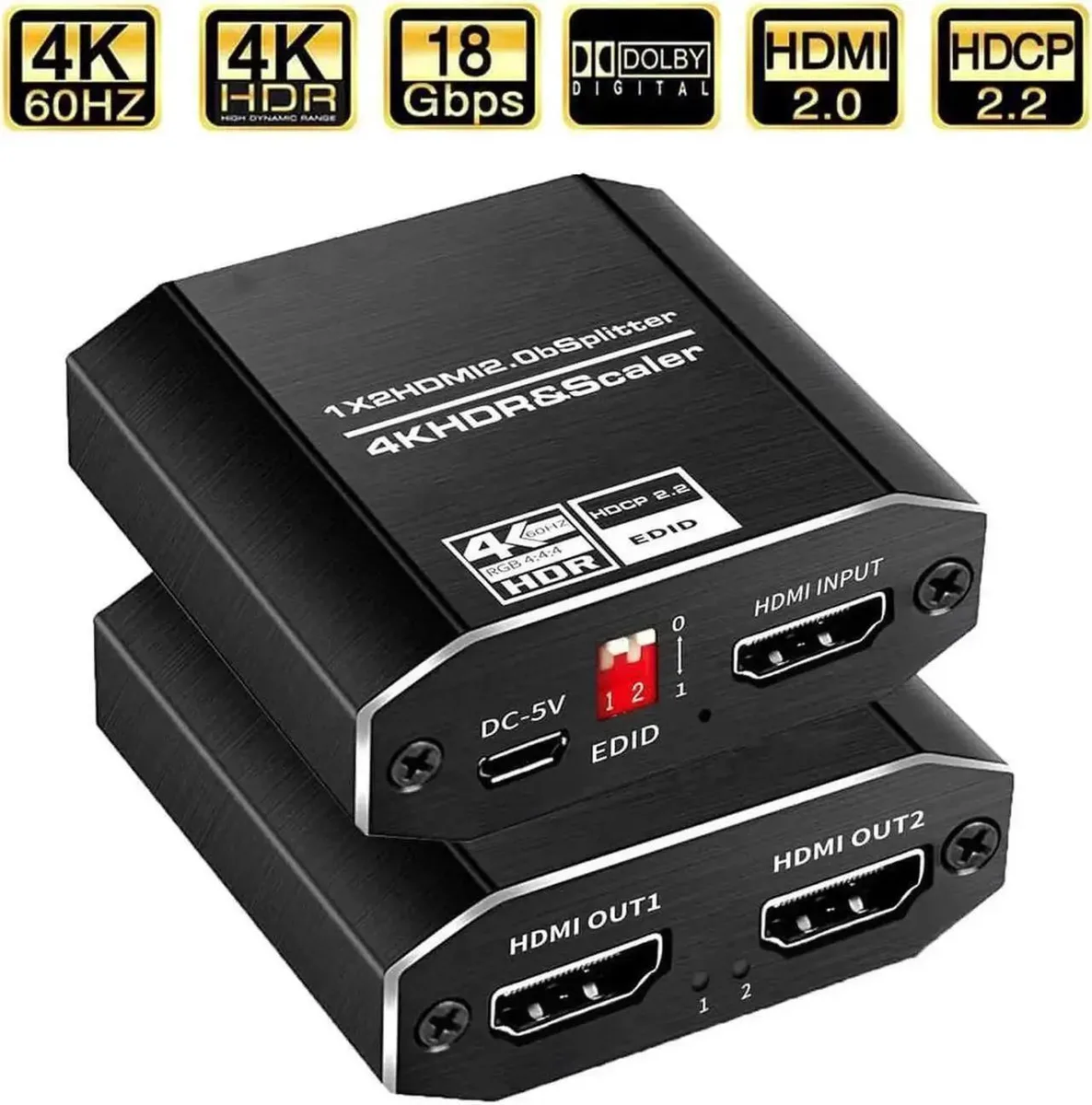 Vszerda Vszerda 1x2 HDMI 2.0 Splitter 4K@60Hz Scaler HDR 10 — product photo