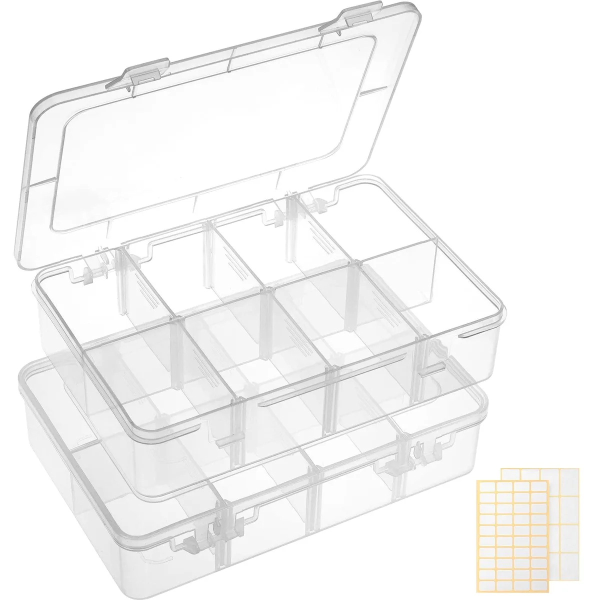 QUEFE 2 Pack 8-Grid Bead Organizers Toy Storage 7.3 x 4.8 x 1.6 in — product photo