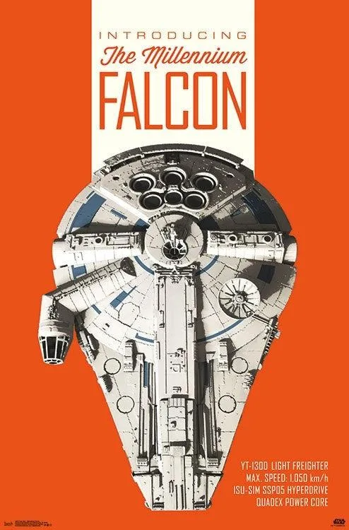 Han Solo Millennium Falcon poster print 22 by 34 inches on premium heavy stock paper