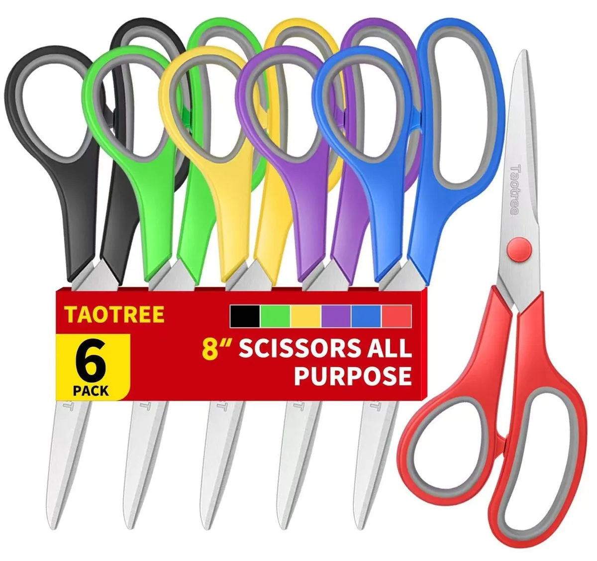  Taotree 8" Scissors 6-Pack Assorted — product photo