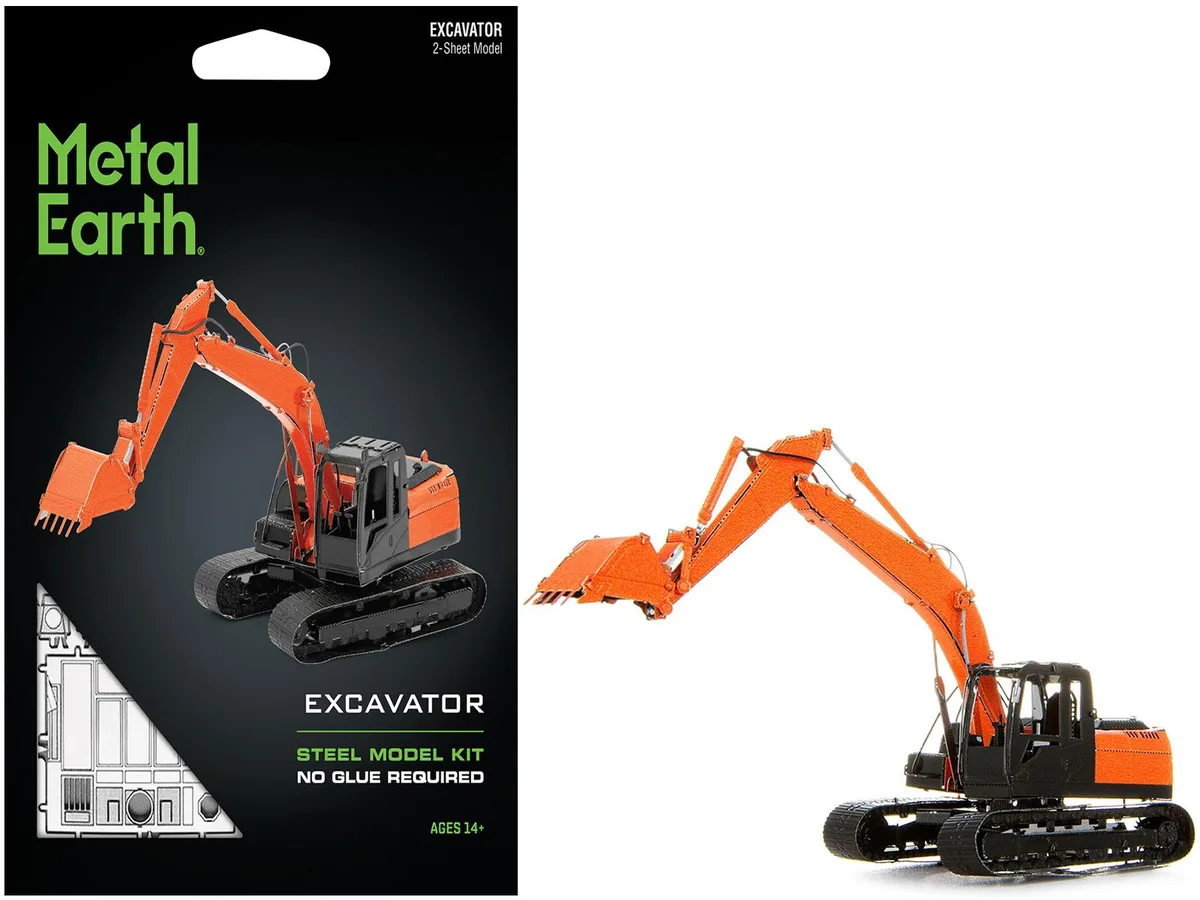 Metal Earth Metal Earth Excavator Orange and Black (Challenging) Steel Model Kit 65 parts — product photo