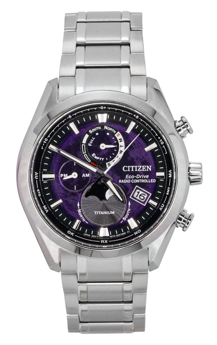 Citizen Citizen Tsuki-yomi A-T Moon Phase Titanium Purple Dial Eco-Drive 100M Watch — product photo