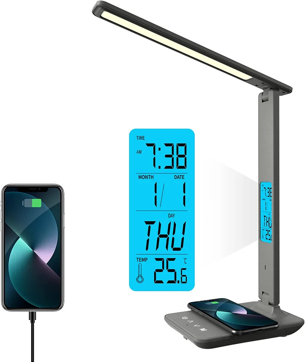 Corn Electronics Corn Electronics LED Desk Lamp with Wireless Charger Grey — product photo