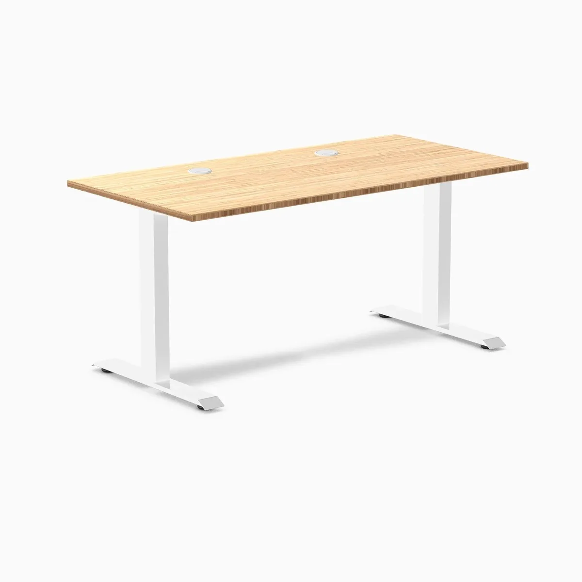 Desky Desky Zero Bamboo Office Desk 72 x 30 in Bamboo / White with Grommets — product photo