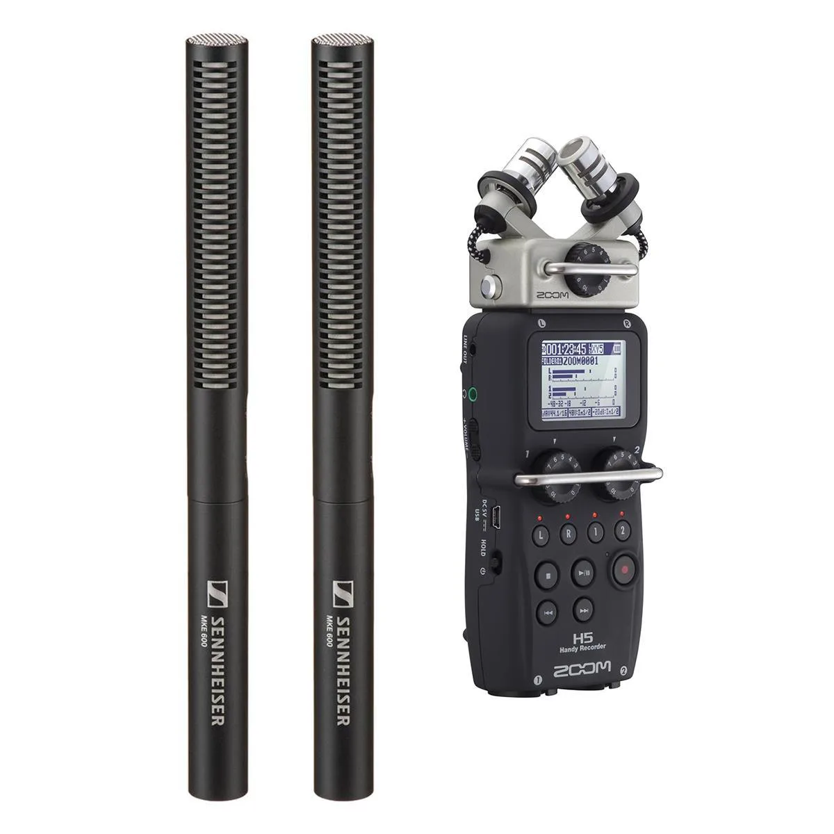 Sennheiser Sennheiser MKE 600 Shotgun Microphone 2 Pack with Zoom H6 All Black Recorder — product photo