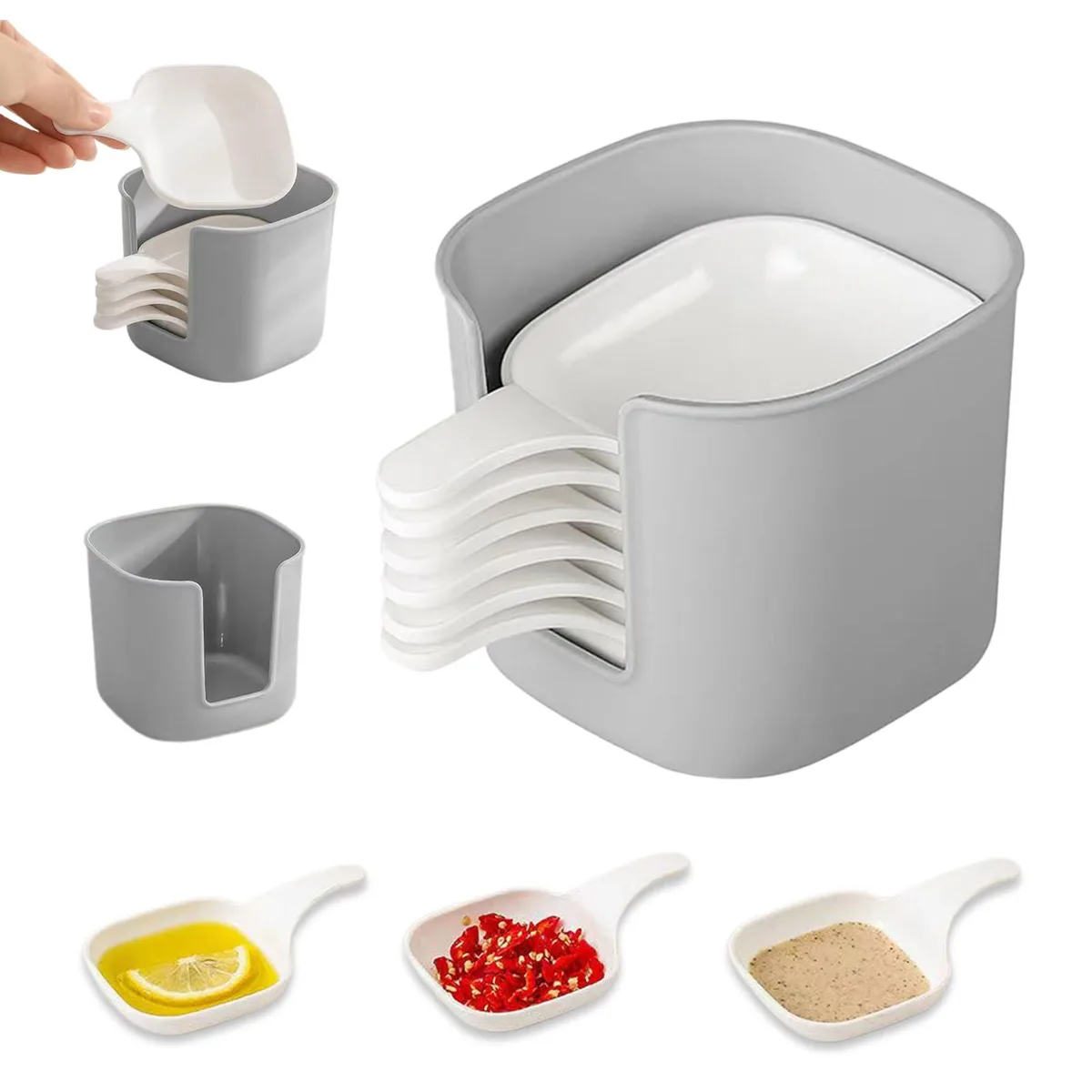 Handy Gourmet Dipping Sauce Plate & Holder Set 7pcs 4.7 in x 3.5 in — product photo