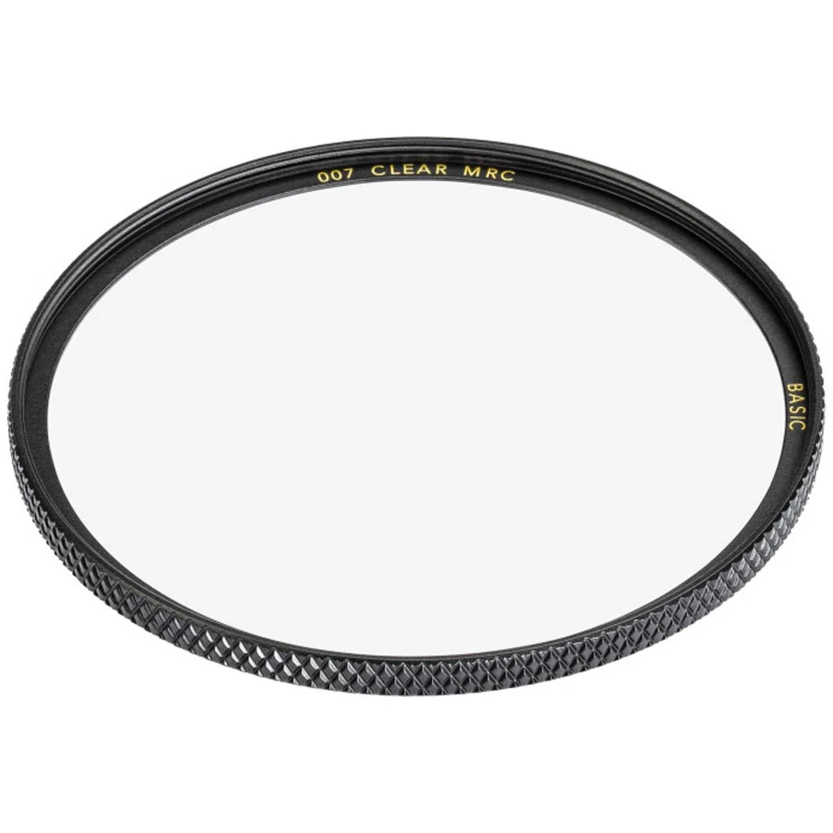 Clear 43mm glass filter with slim black metal ring