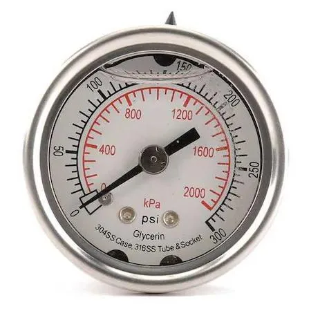 Value Brand Value Brand Pressure Gauge 4CFL8 Liquid Filled 1-1/2 In measurement tool — product photo
