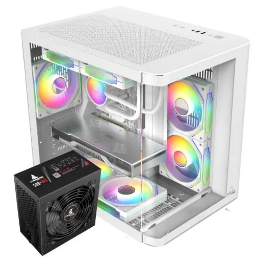 Iceberg Iceberg Crystal Wave M WTH 500WX White Micro ATX Cube PC Case — product photo