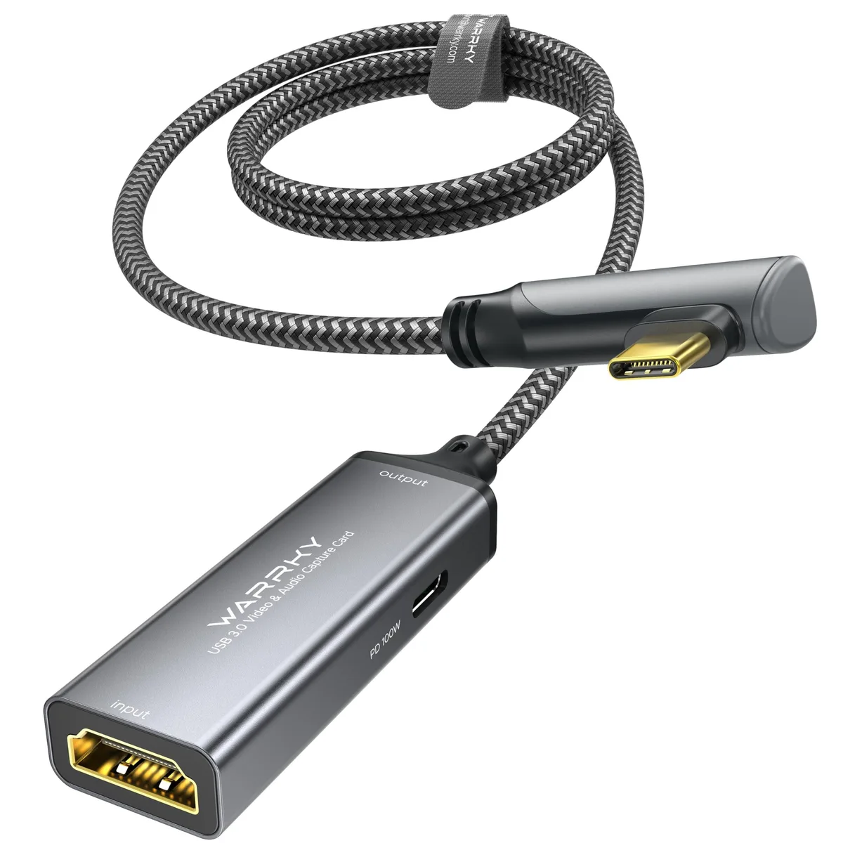  WARRKY-AV-CC05 1080P 60Hz Capture Card Right-Angle USB-C 100W PD — product photo