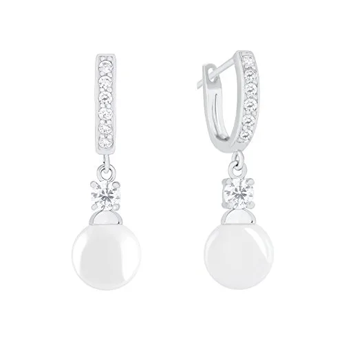 ORROUS &amp; CO ORROUS &amp; CO 18K Gold Plated Shell Pearl Cubic Zirconia Drop Earrings 9-9.5mm — product photo