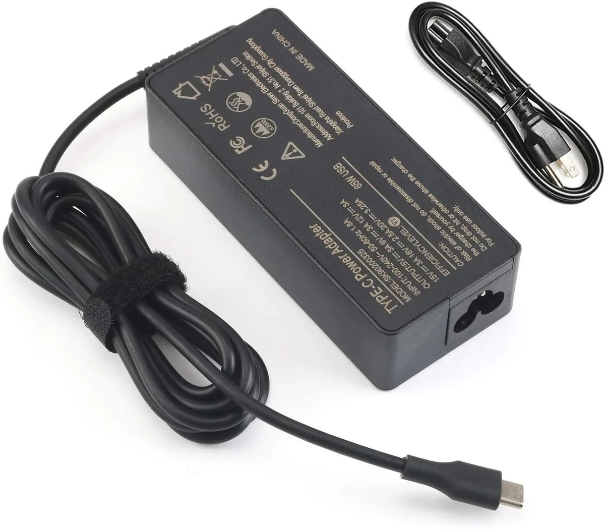 myVolts myVolts EBKK 65W USB-C Laptop Charger for Lenovo Yoga L380 720 730 910 C930 Chromebook 100e 300e 500e — product photo