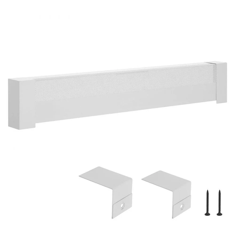 White steel baseboard heater cover, 4 ft long, semi-open hole design