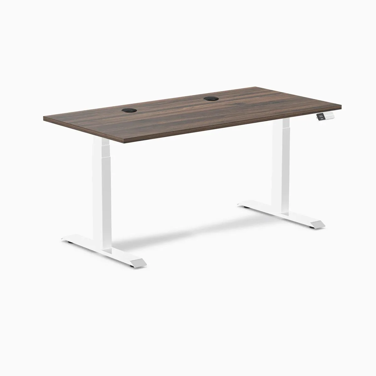 Desky Desky Dual Laminate Sit Stand Desk Jarrah Legno White 59.1 x 29.5 in — product photo