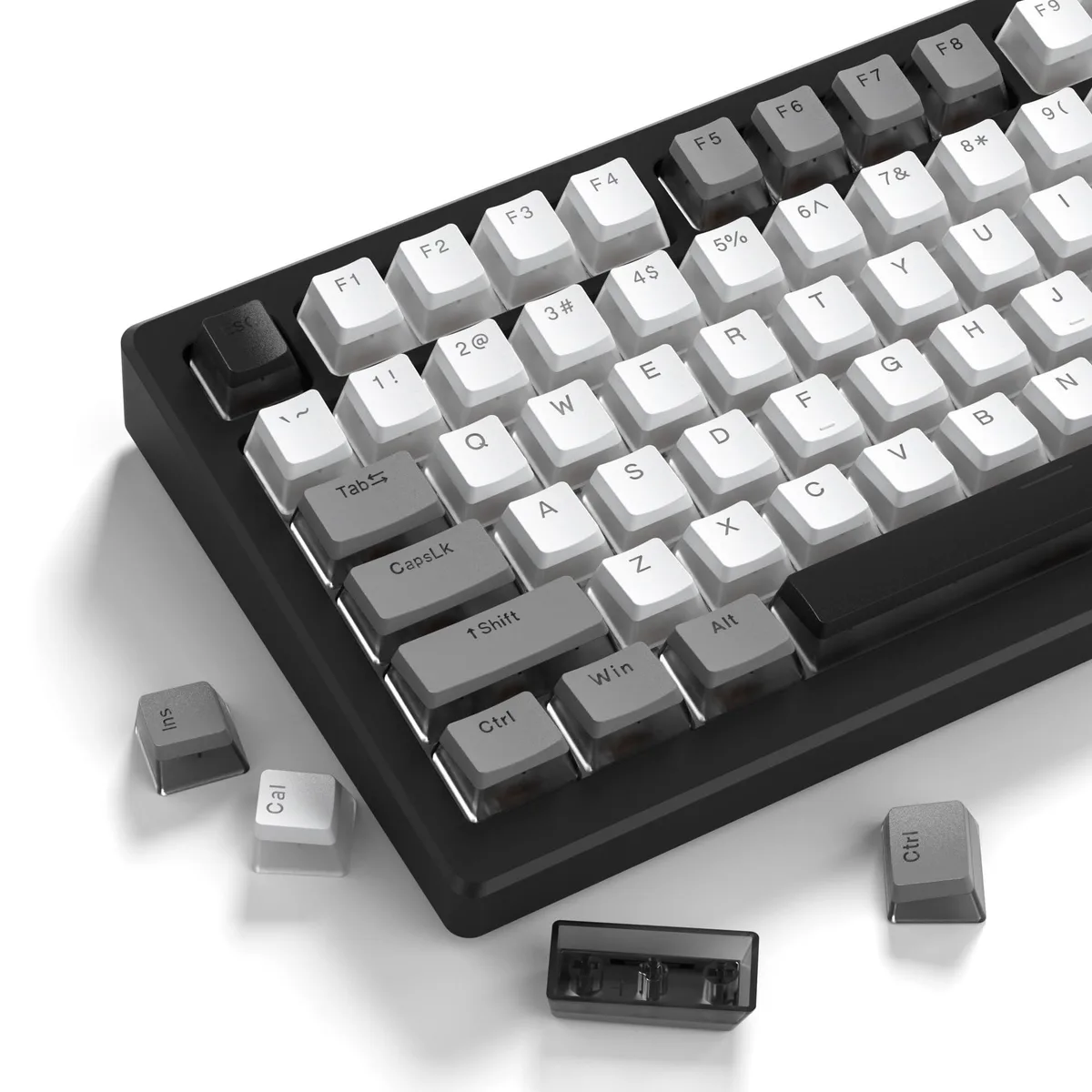 Womier Womier PBT Pudding Shine Through Keycaps 143 Keys Grey White — product photo