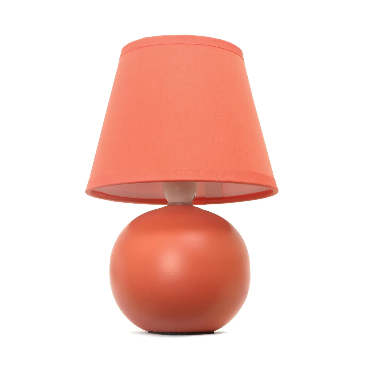 Mini ceramic globe desk lamp with matching fabric shade, 8.66 inches tall