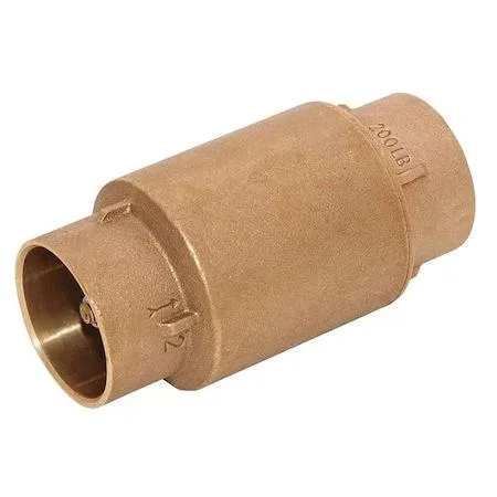 Bronze inline spring check valve, sweat connections, 4.0938 in long