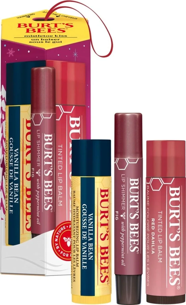 Burt's Bees Burt's Bees Mistletoe Kiss Gift Pack Vanilla Bean Fig Red Dahlia Lip Balm Shimmer — product photo